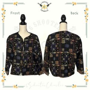 Vintage DONCASTER SPORT Tapestry Jacket Blazer Womens 14 Toggle Button Front